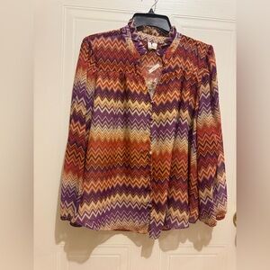 Cato Sz L Chevron Blouse - Purple, Orange, and Cream NWT😊😊